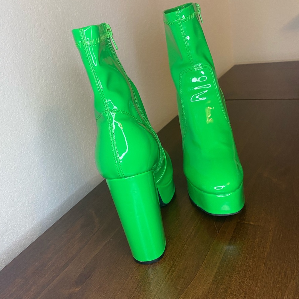 Dolls Kill Current Mood WOMENS PLATFORM SHOES SIZE 9, NEON GREEN CHUNKY HEELS - Picture 10 of 10